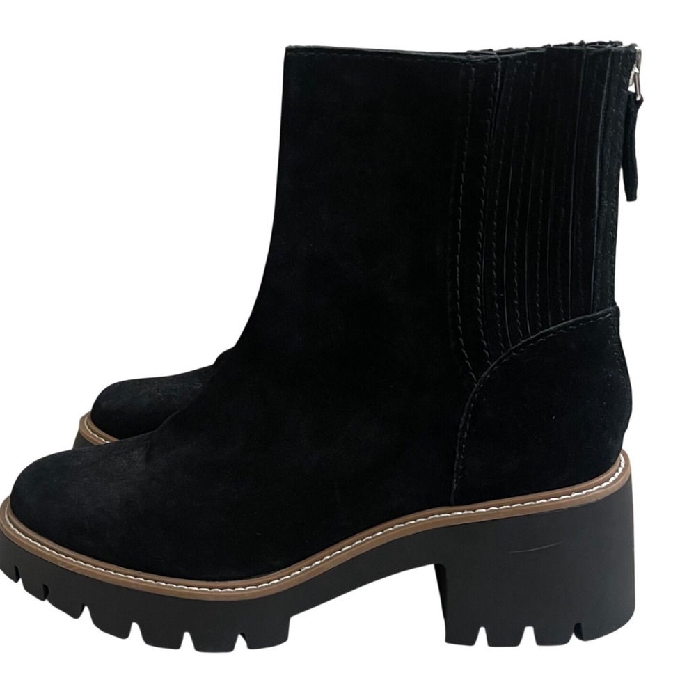 Dolce Vita hopper Black Suede‎ Lug Sole Block Heel Ankle Boots Size 9M NWOT